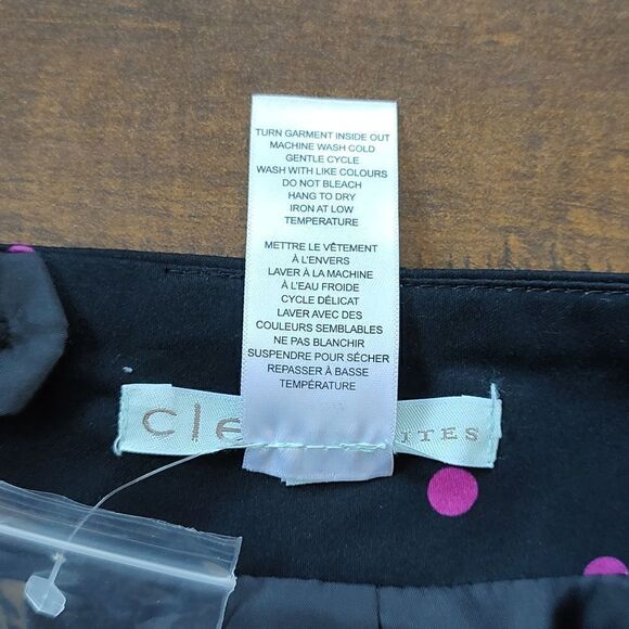 New Cleo‎ Size 6 Petite Black Lined Polka Dot Print Skirt - Picture 6 of 8